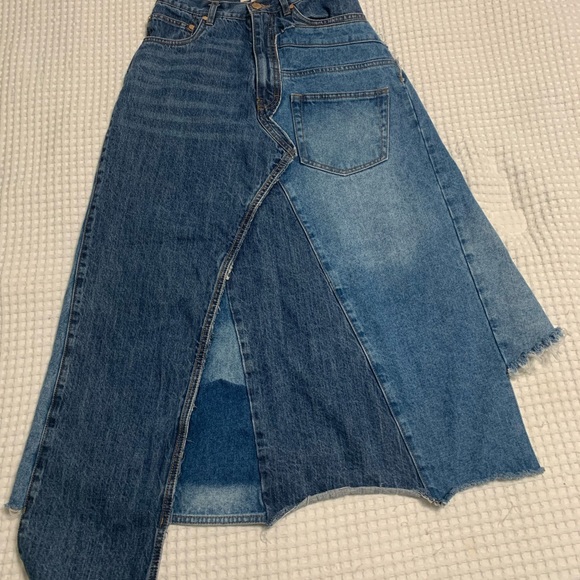 Deconstructed Denim Jeans Skirt By Jasper Jing - Picture 3 of 12